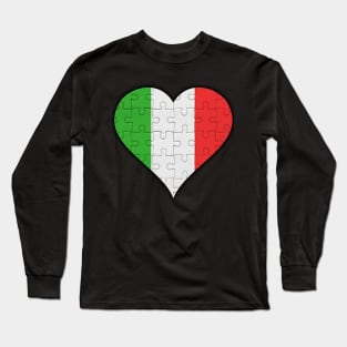 Italian Jigsaw Puzzle Heart Design - Gift for Italian With Italy Roots Long Sleeve T-Shirt